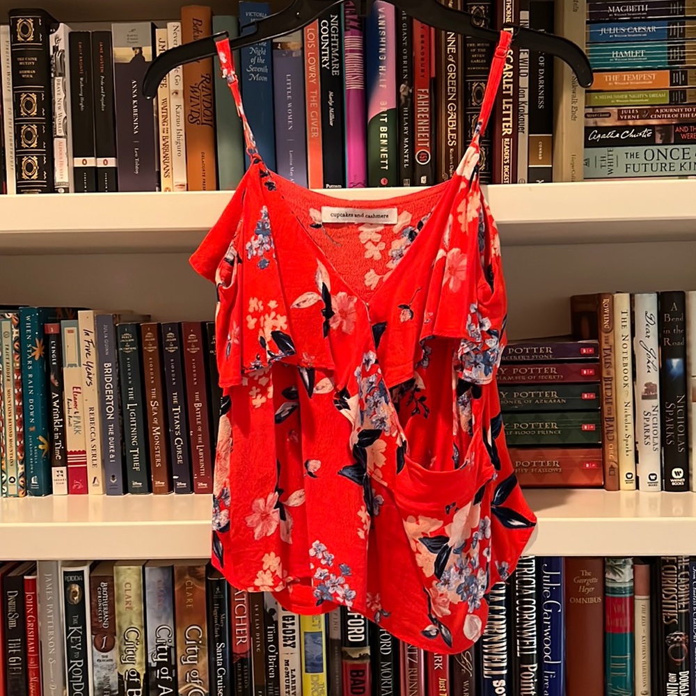 Red Floral Wrap Tank